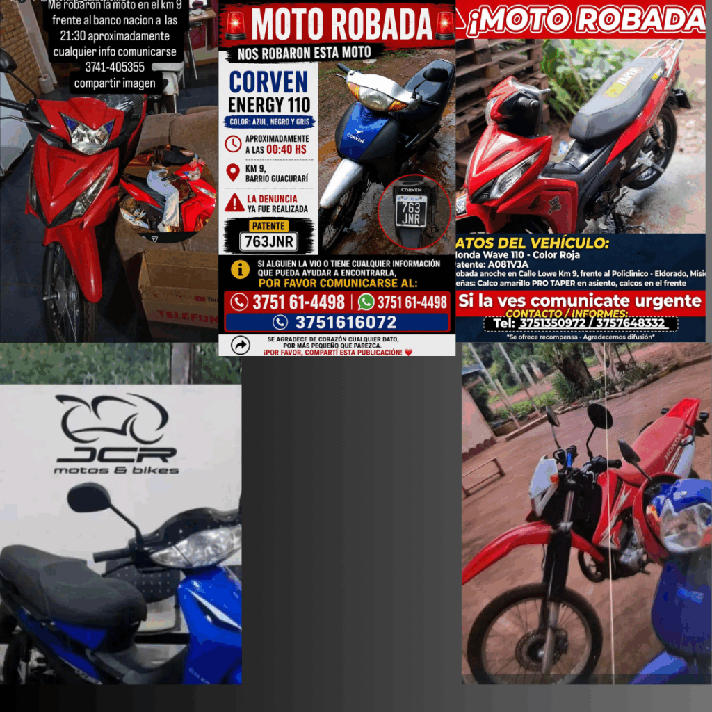 PREOCUPACIÓN EN ELDORADO🚨: EN MENOS DE 72 HORAS ROBARON AL MENOS CINCO MOTOCICLETAS Y CRECE EL ALARMA POR LA INSEGURIDAD